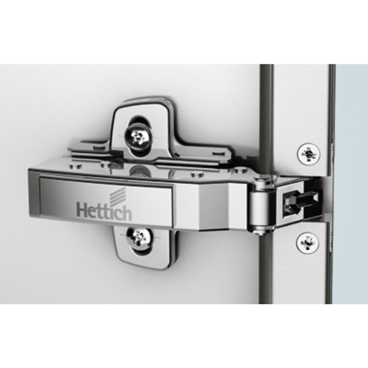 907252600 Петля HETTICH Sensys 8638I (B-4) 95°, для дверей из узкого AL профиля 19 мм, вкладная, с доводчиком, под саморезы, никель