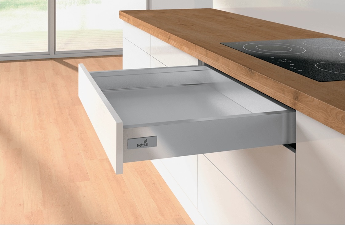 Комплект ящика Hettich InnoTech Atira, частичное выдвижение, H70, NL520, белый, арт. 9248731