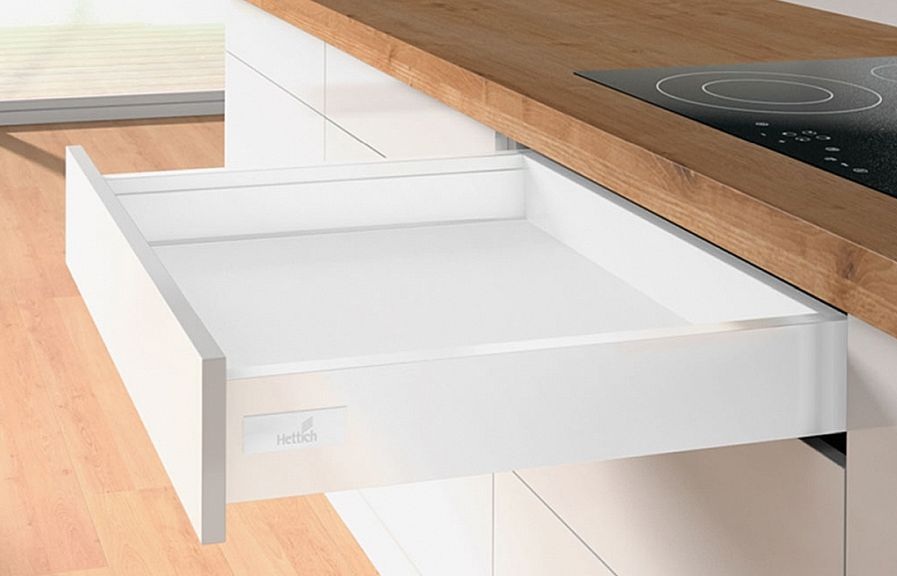 Комплект ящика Hettich InnoTech Atira, полное выдвижение, H70, NL300, Push to open, белый, арт. 9336652